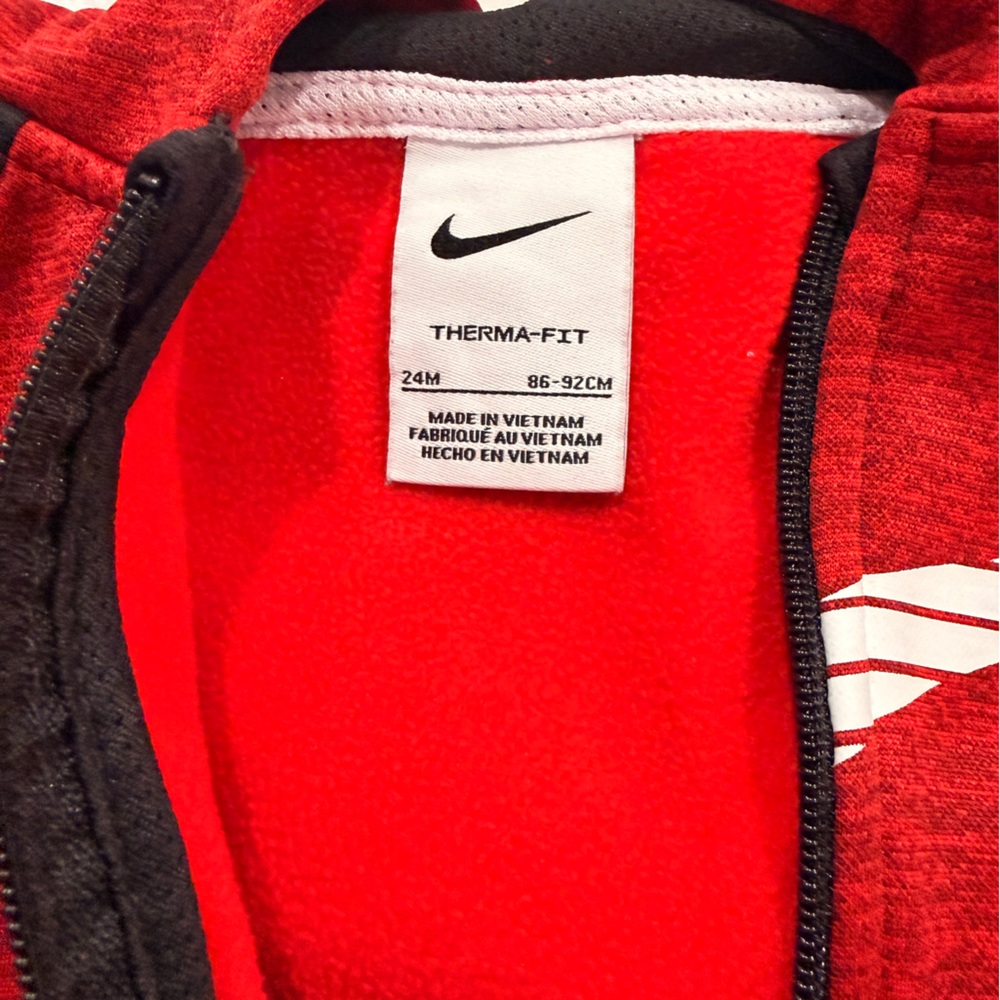 Nike Therma-Fit Toddler Zip Hooded Jacket and Pants Set 24M Red Black - Picture 4 of 6